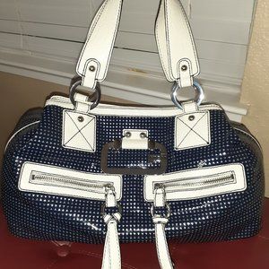 Guess Navy & White Satchel Purse